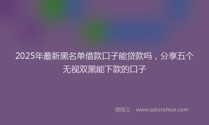2025年最新黑名单借款口子能贷款吗，分享五个无视双黑能下款的口子