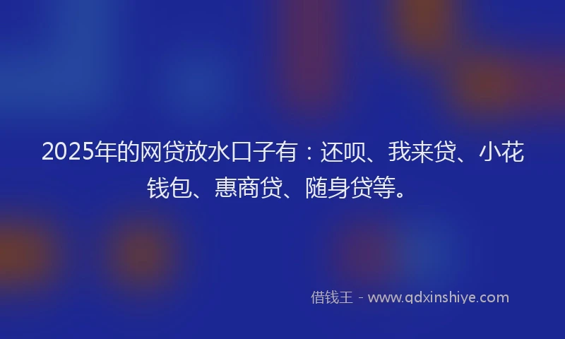 2025年的网贷放水口子有：还呗、我来贷、小花钱包、惠商贷、随身贷等。