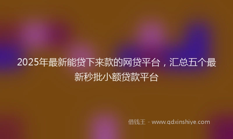 2025年最新能贷下来款的网贷平台，汇总五个最新秒批小额贷款平台