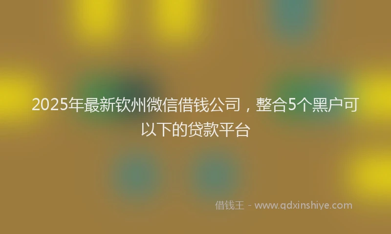 2025年最新钦州微信借钱公司，整合5个黑户可以下的贷款平台