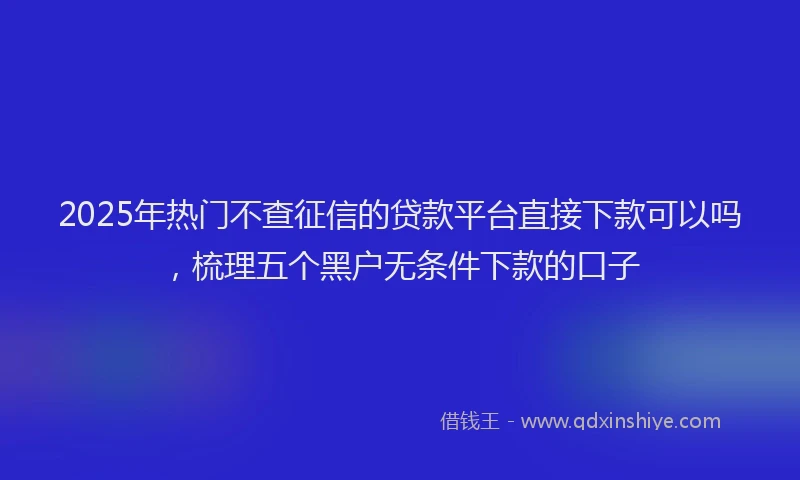 2025年热门不查征信的贷款平台直接下款可以吗，梳理五个黑户无条件下款的口子