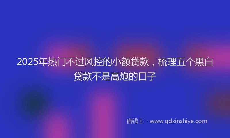 2025年热门不过风控的小额贷款，梳理五个黑白贷款不是高炮的口子
