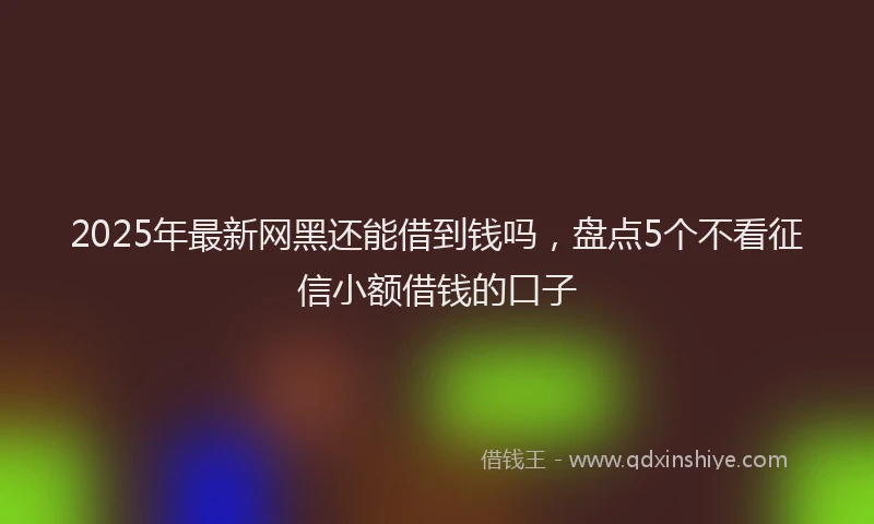 2025年最新网黑还能借到钱吗,盘点5个不看征信小额借钱的口子
