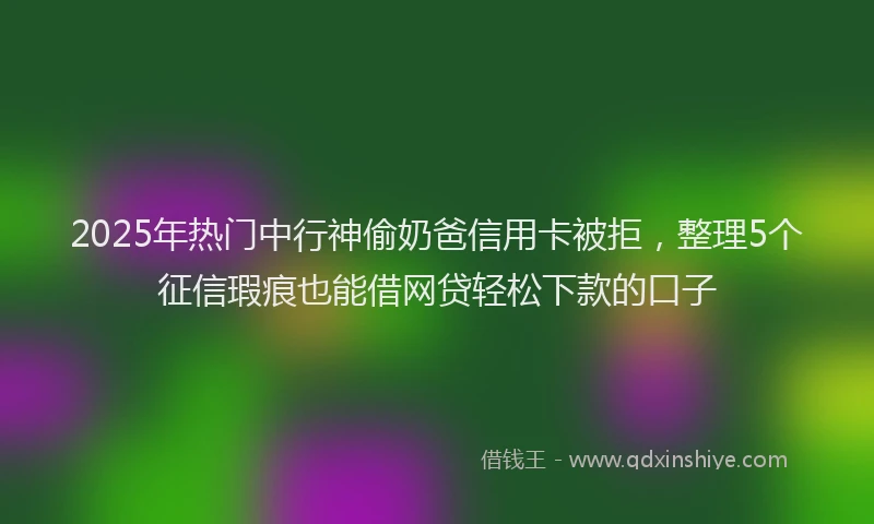 2025年热门中行神偷奶爸信用卡被拒，整理5个征信瑕疵也能借网贷轻松下款的口子
