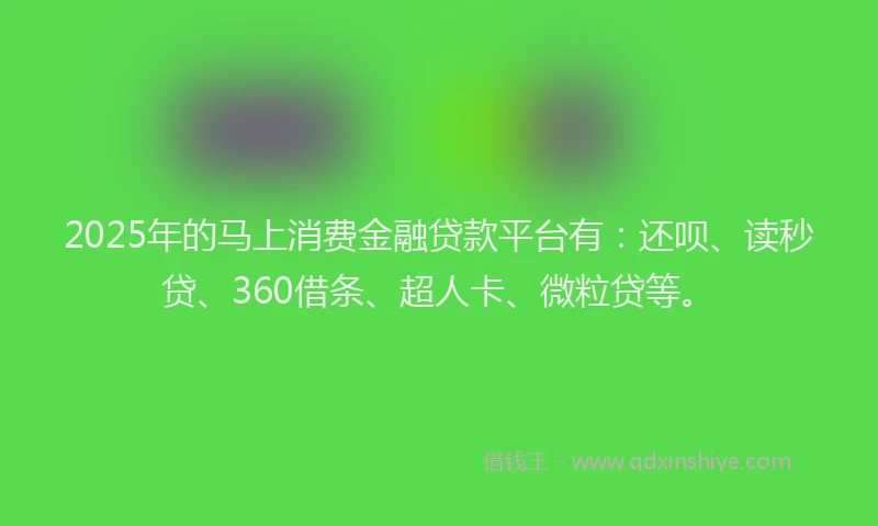2025年的马上消费金融贷款平台有：还呗、读秒贷、360借条、超人卡、微粒贷等。