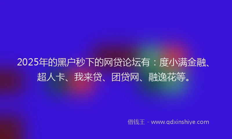 2025年的黑户秒下的网贷论坛有：度小满金融、超人卡、我来贷、团贷网、融逸花等。