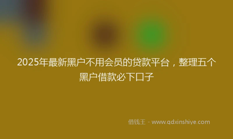 2025年最新黑户不用会员的贷款平台，整理五个黑户借款必下口子