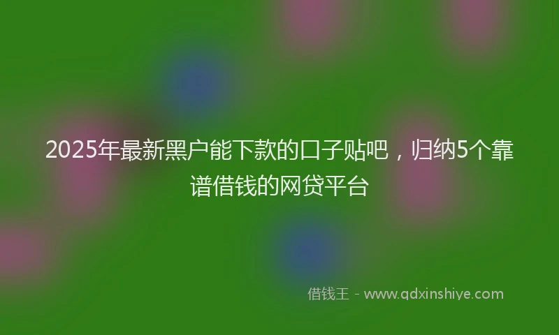 2025年最新黑户能下款的口子贴吧，归纳5个靠谱借钱的网贷平台