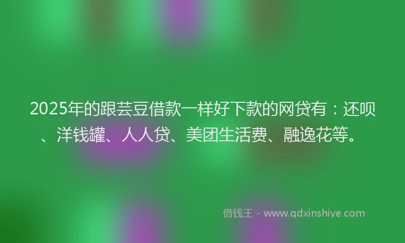 2025年的跟芸豆借款一样好下款的网贷有：还呗、洋钱罐、人人贷、美团生活费、融逸花等。