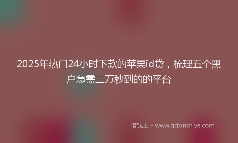 2025年热门24小时下款的苹果id贷，梳理五个黑户急需三万秒到的的平台