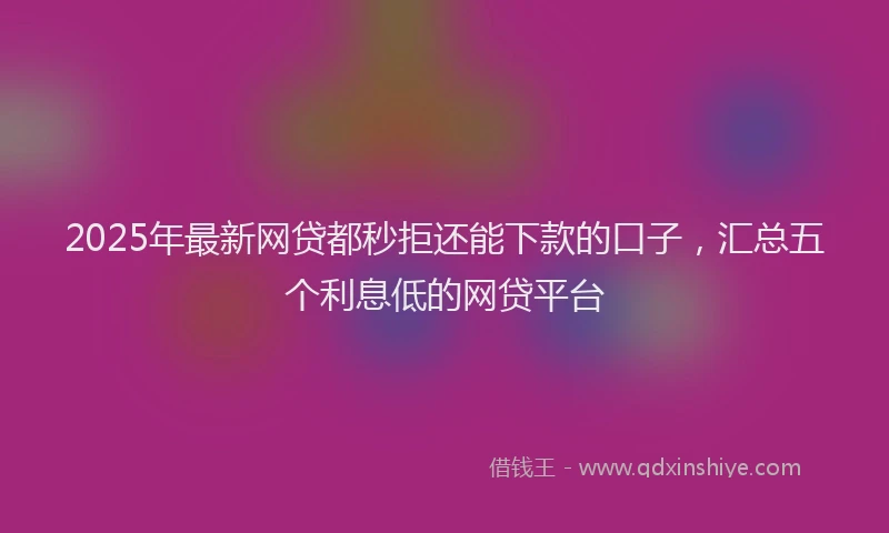 2025年最新网贷都秒拒还能下款的口子，汇总五个利息低的网贷平台
