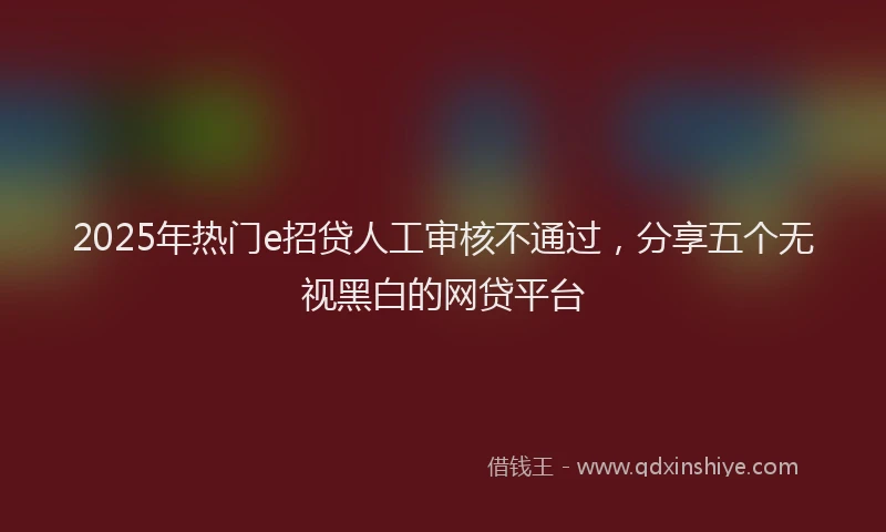2025年热门e招贷人工审核不通过，分享五个无视黑白的网贷平台