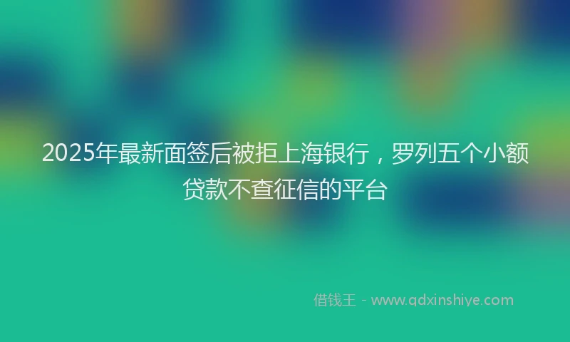 2025年最新面签后被拒上海银行，罗列五个小额贷款不查征信的平台