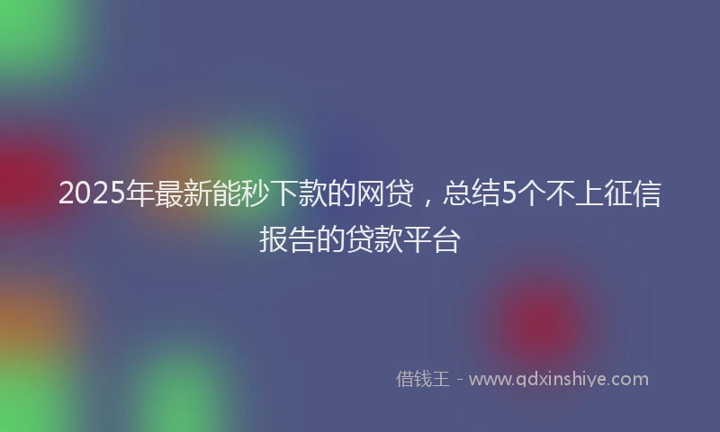 2025年最新能秒下款的网贷，总结5个不上征信报告的贷款平台