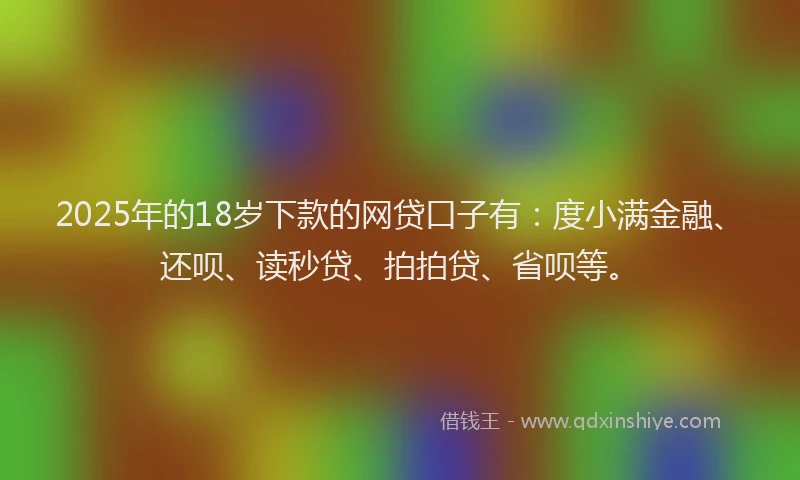 2025年的18岁下款的网贷口子有：度小满金融、还呗、读秒贷、拍拍贷、省呗等。