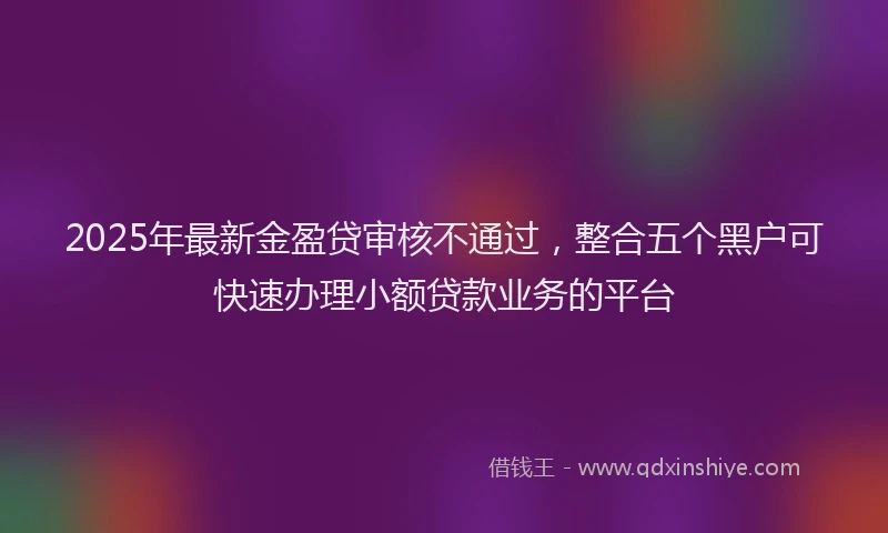 2025年最新金盈贷审核不通过，整合五个黑户可快速办理小额贷款业务的平台