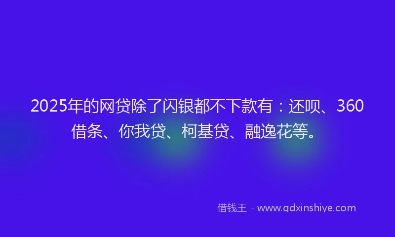 2025年的网贷除了闪银都不下款有：还呗、360借条、你我贷、柯基贷、融逸花等。