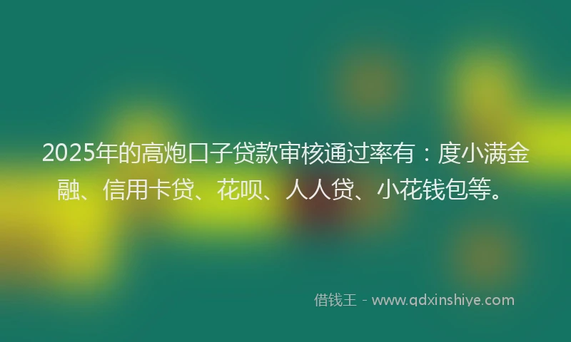 2025年的高炮口子贷款审核通过率有：度小满金融、信用卡贷、花呗、人人贷、小花钱包等。