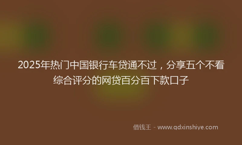 2025年热门中国银行车贷通不过，分享五个不看综合评分的网贷百分百下款口子