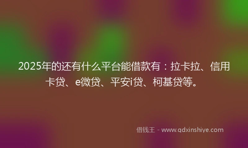 2025年的还有什么平台能借款有：拉卡拉、信用卡贷、e微贷、平安i贷、柯基贷等。
