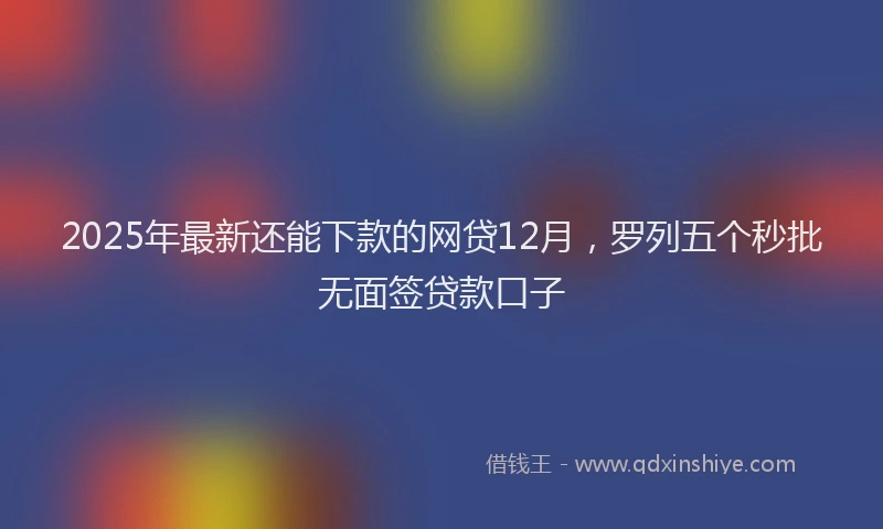 2025年最新还能下款的网贷12月，罗列五个秒批无面签贷款口子