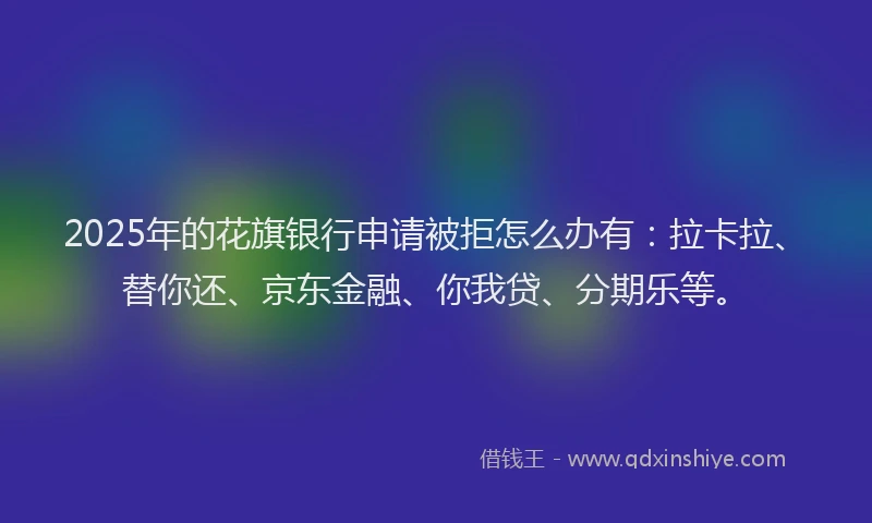 2025年的花旗银行申请被拒怎么办有：拉卡拉、替你还、京东金融、你我贷、分期乐等。