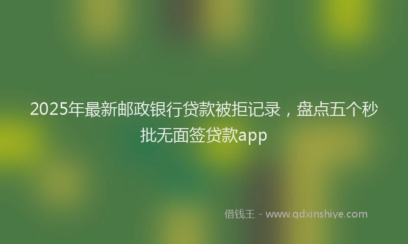 2025年最新邮政银行贷款被拒记录，盘点五个秒批无面签贷款app