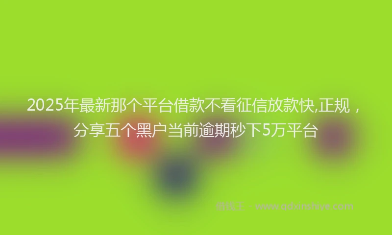 2025年最新那个平台借款不看征信放款快,正规，分享五个黑户当前逾期秒下5万平台