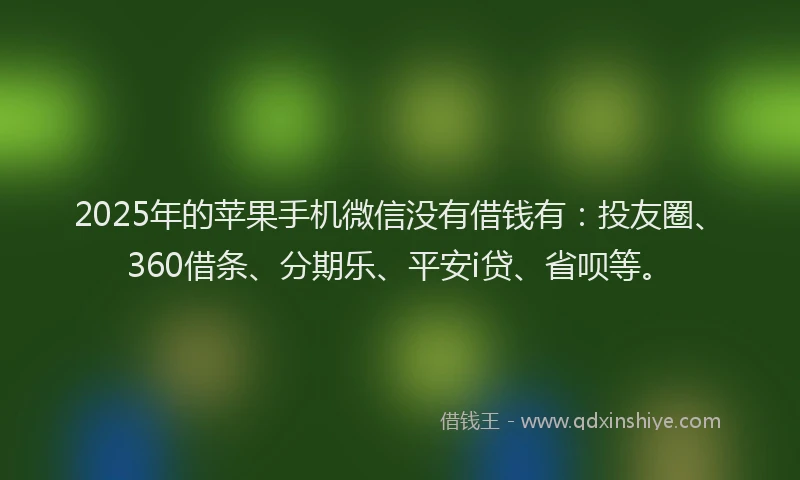 2025年的苹果手机微信没有借钱有：投友圈、360借条、分期乐、平安i贷、省呗等。