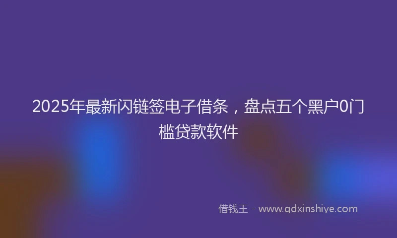 2025年最新闪链签电子借条，盘点五个黑户0门槛贷款软件