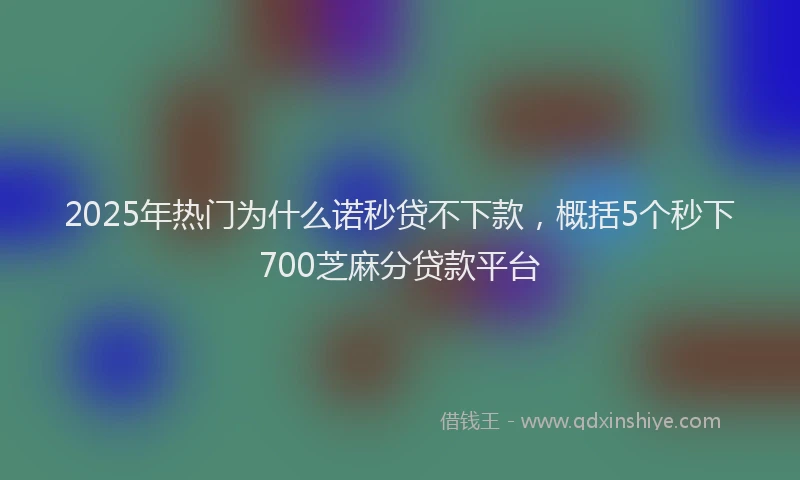 2025年热门为什么诺秒贷不下款，概括5个秒下700芝麻分贷款平台