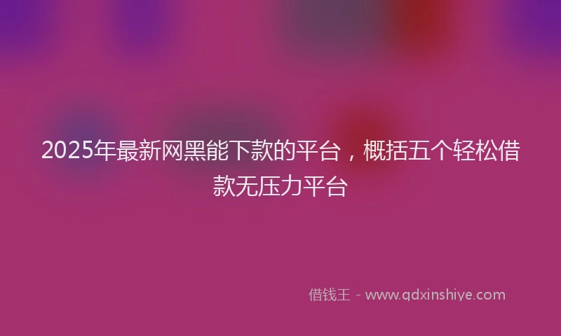 2025年最新网黑能下款的平台，概括五个轻松借款无压力平台