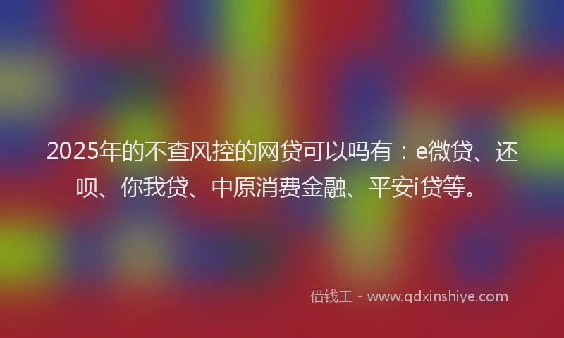 2025年的不查风控的网贷可以吗有：e微贷、还呗、你我贷、中原消费金融、平安i贷等。