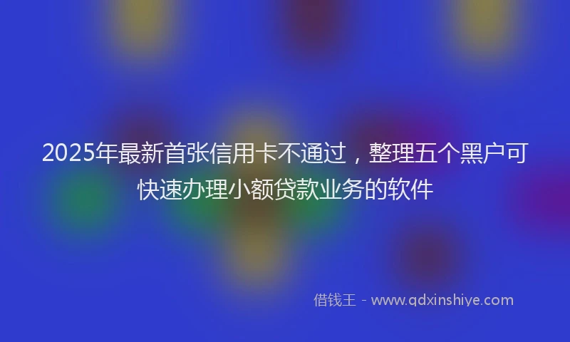 2025年最新首张信用卡不通过，整理五个黑户可快速办理小额贷款业务的软件