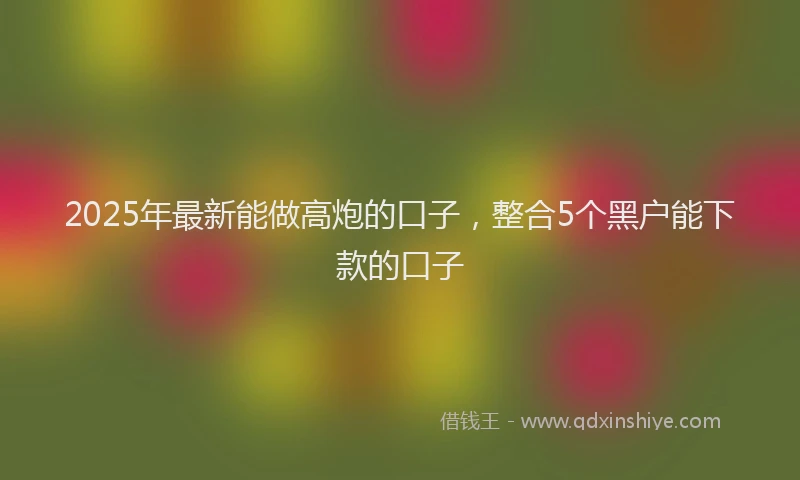 2025年最新能做高炮的口子，整合5个黑户能下款的口子