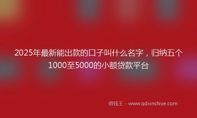 2025年最新能出款的口子叫什么名字，归纳五个1000至5000的小额贷款平台