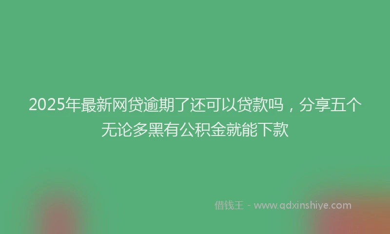 2025年最新网贷逾期了还可以贷款吗，分享五个无论多黑有公积金就能下款