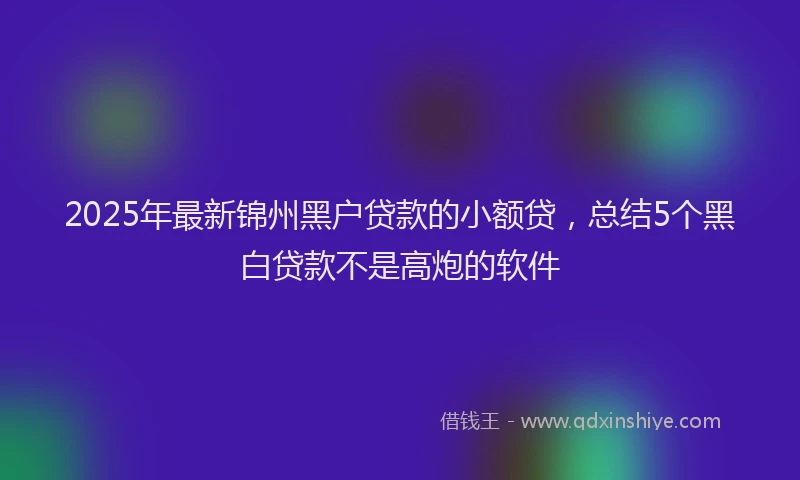 2025年最新锦州黑户贷款的小额贷，总结5个黑白贷款不是高炮的软件