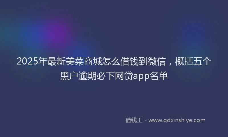 2025年最新美菜商城怎么借钱到微信，概括五个黑户逾期必下网贷app名单