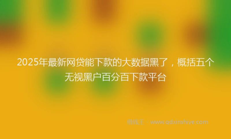 2025年最新网贷能下款的大数据黑了，概括五个无视黑户百分百下款平台