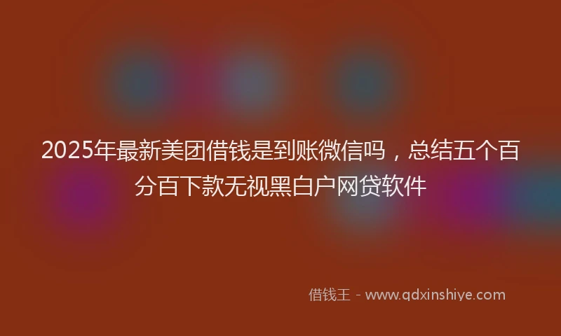 2025年最新美团借钱是到账微信吗，总结五个百分百下款无视黑白户网贷软件