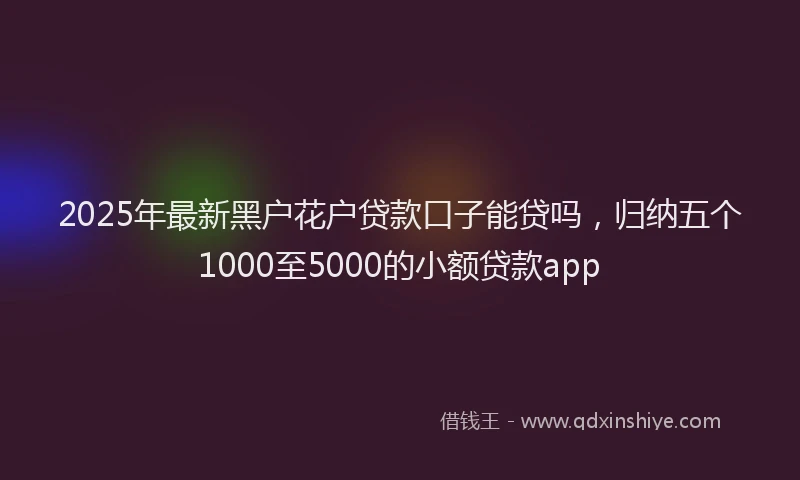 2025年最新黑户花户贷款口子能贷吗，归纳五个1000至5000的小额贷款app