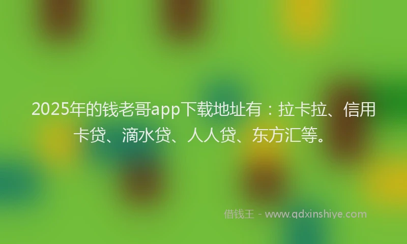 2025年的钱老哥app下载地址有：拉卡拉、信用卡贷、滴水贷、人人贷、东方汇等。