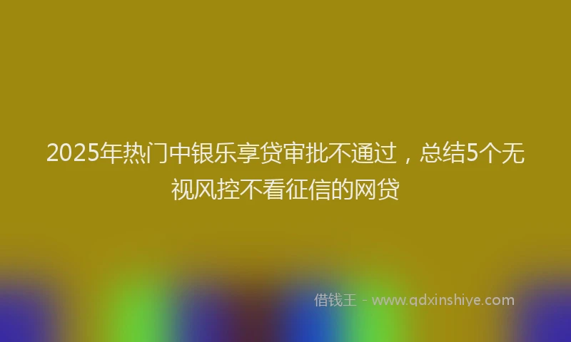 2025年热门中银乐享贷审批不通过，总结5个无视风控不看征信的网贷