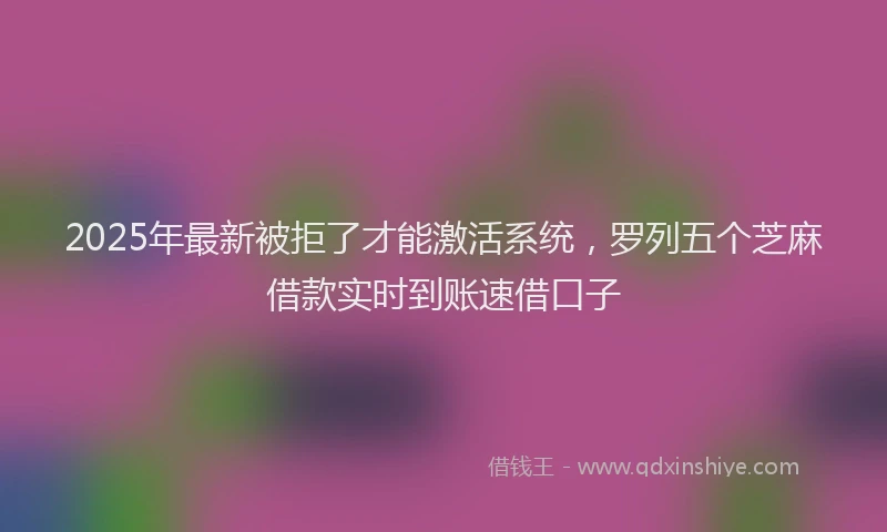 2025年最新被拒了才能激活系统，罗列五个芝麻借款实时到账速借口子