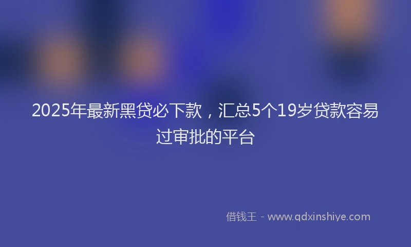2025年最新黑贷必下款，汇总5个19岁贷款容易过审批的平台