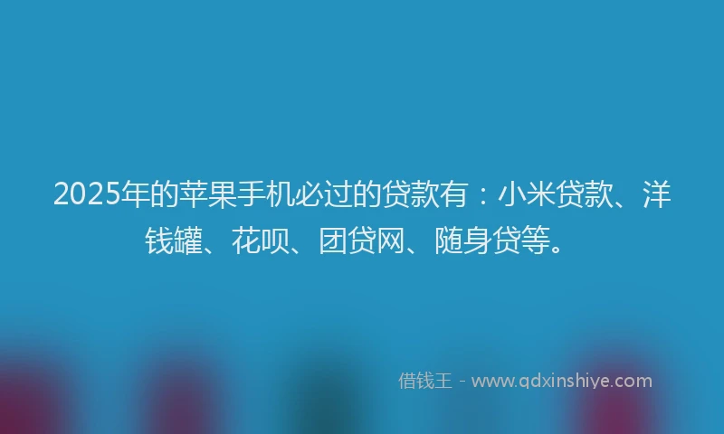 2025年的苹果手机必过的贷款有：小米贷款、洋钱罐、花呗、团贷网、随身贷等。