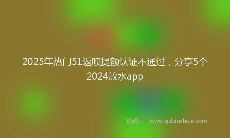 2025年热门51返呗提额认证不通过，分享5个2024放水app
