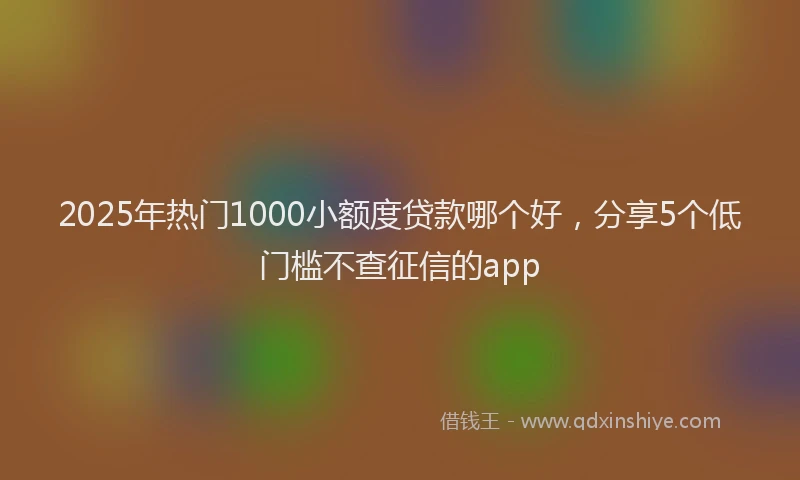 2025年热门1000小额度贷款哪个好，分享5个低门槛不查征信的app
