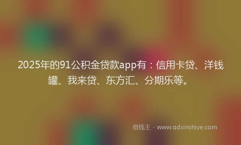 2025年的91公积金贷款app有：信用卡贷、洋钱罐、我来贷、东方汇、分期乐等。